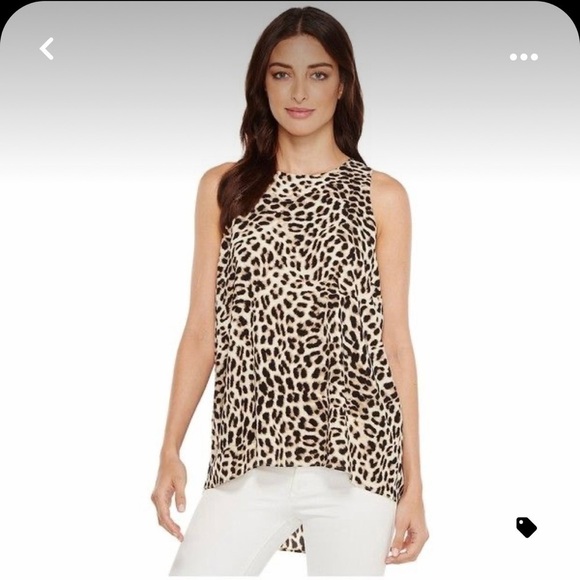 Vince Camuto Tops - Vince Camuto Kenya Leopard Song high low sleeveless blouse